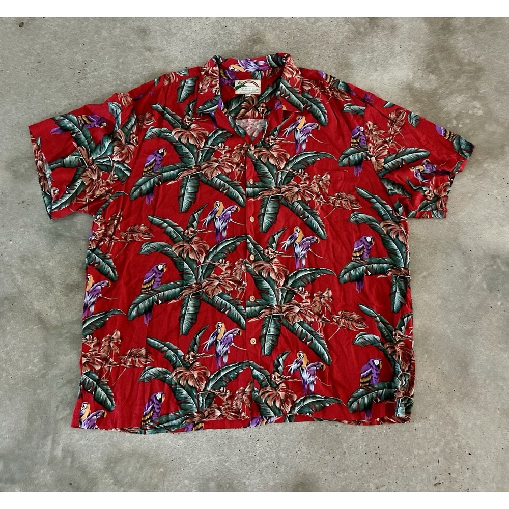Paradise Found Hawaiian Shirt Mens 3XL Vintage Style Red Magnum PI